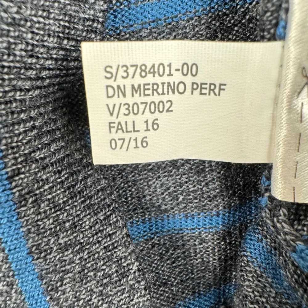 Banana Republic V-Neck Sweater Men XL Tall Gray Blue Striped Merino Wool Baruffa